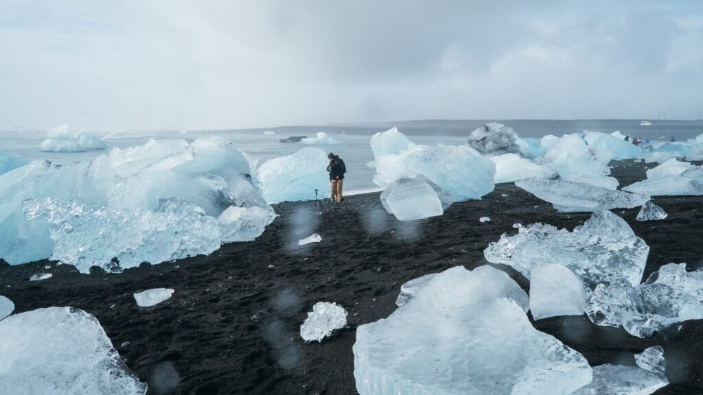 A research scientist monitoring the ice cores
